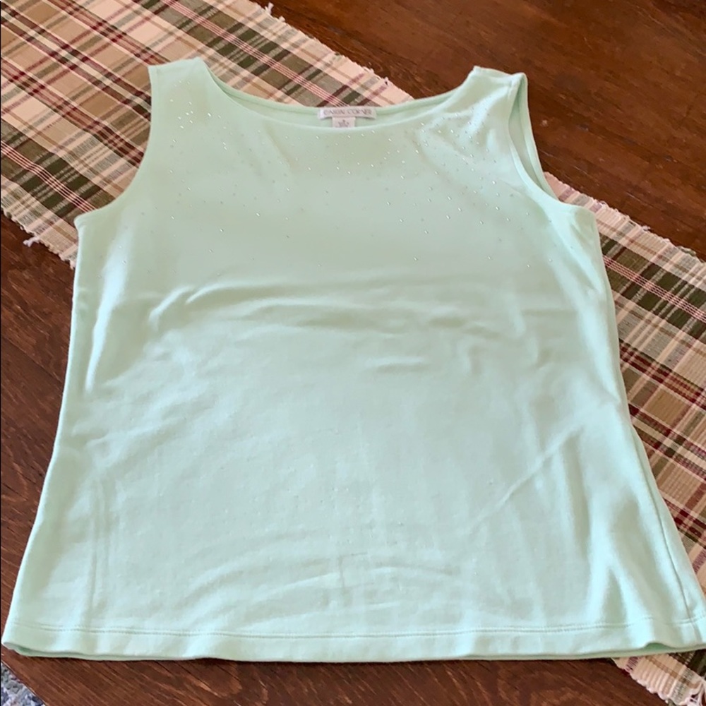 Casual Corner Cotton Sleeveless Top w/Bling Medium